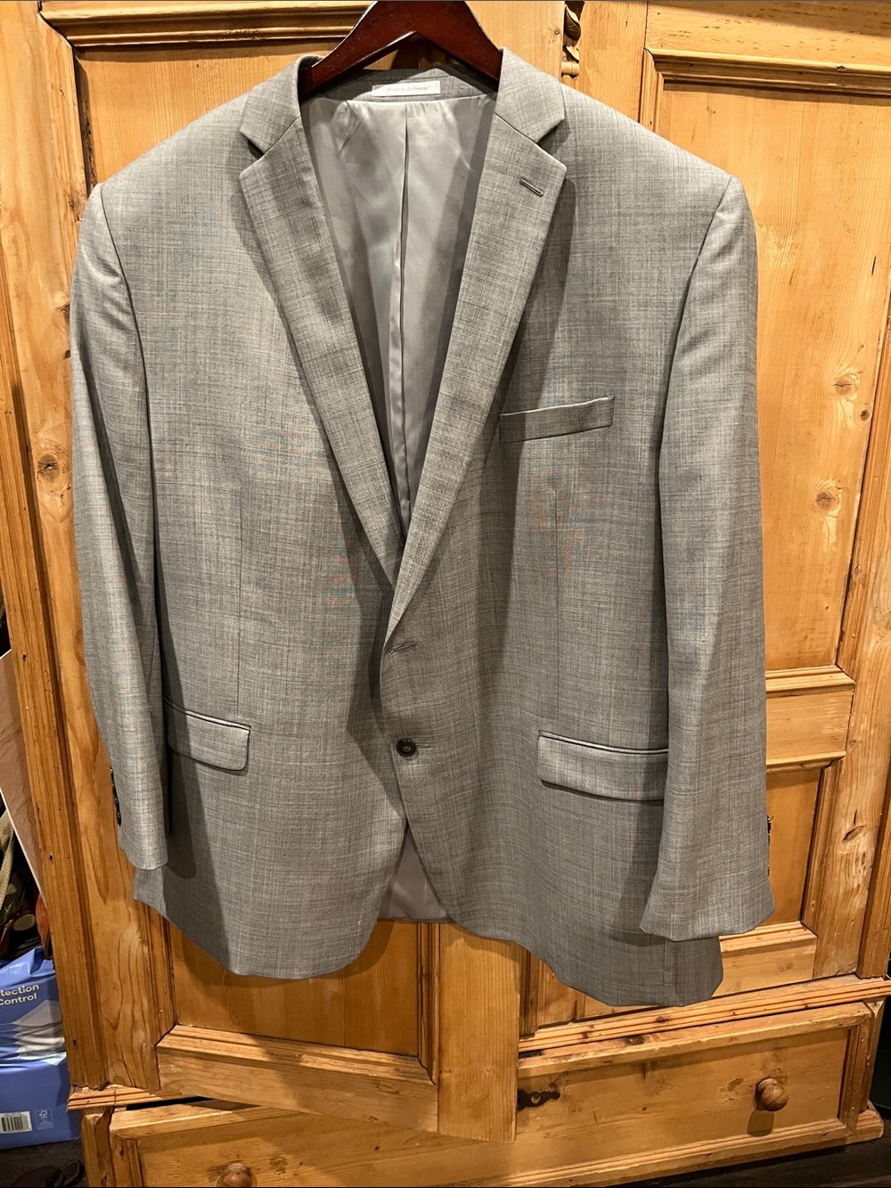 Calvin Klein Men's Light Gray Classic Single-Breasted Suit Jacket